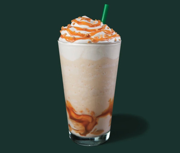 Starbucks Caramel Drinks - Caramel Ribbon Crunch Crème Frappuccino Blended Beverage