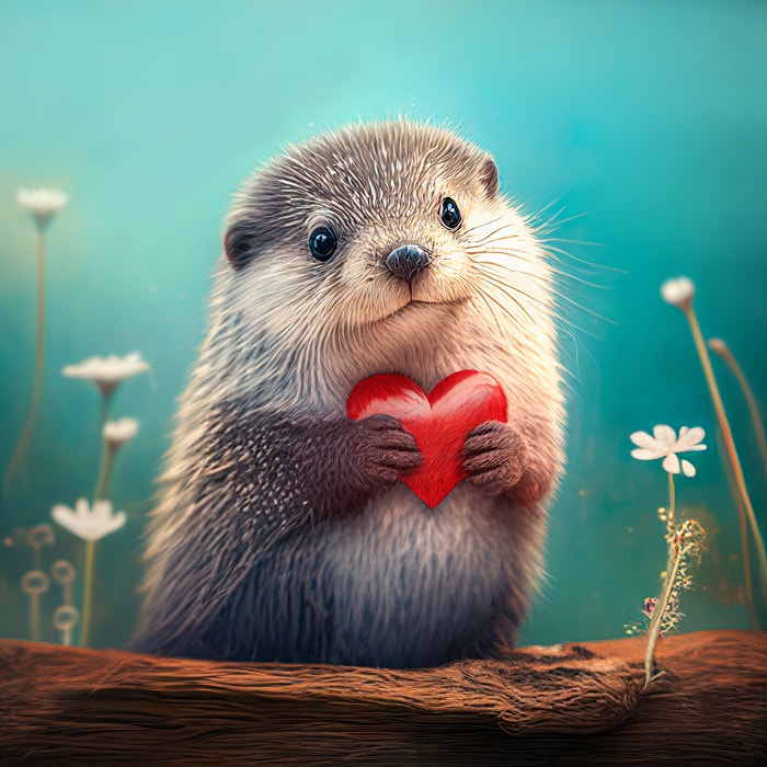 Valentine's Day Jokes - otter holding heart