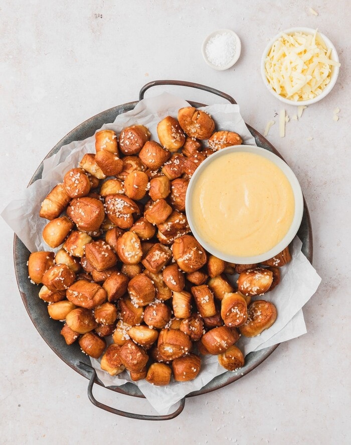 Super Bowl Food Ideas - Pretzel Bites with Mustard Cheese Dip
