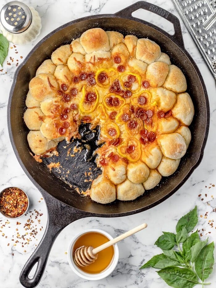 Super Bowl Food Ideas - Pizza Dip with Pizza Dough Balls