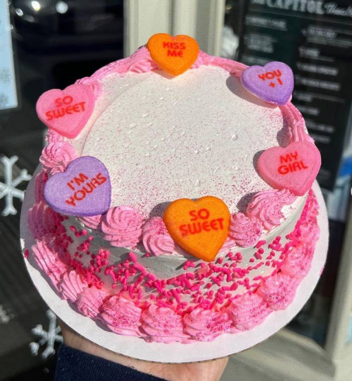 Valentine's Day Cake Ideas - conversation hearts cake