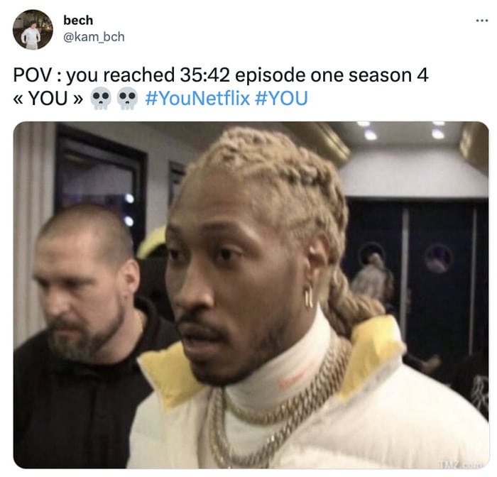 You Season 4 Memes Tweets - shocked face