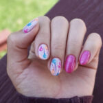 Birthday nails - balloons and pink