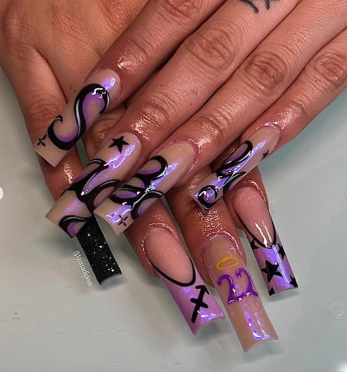 Birthday nails - Sag Baby Sagittarius
