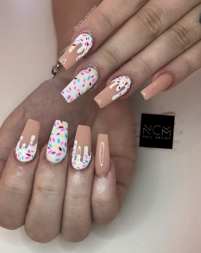 Birthday nails - birthday cake
