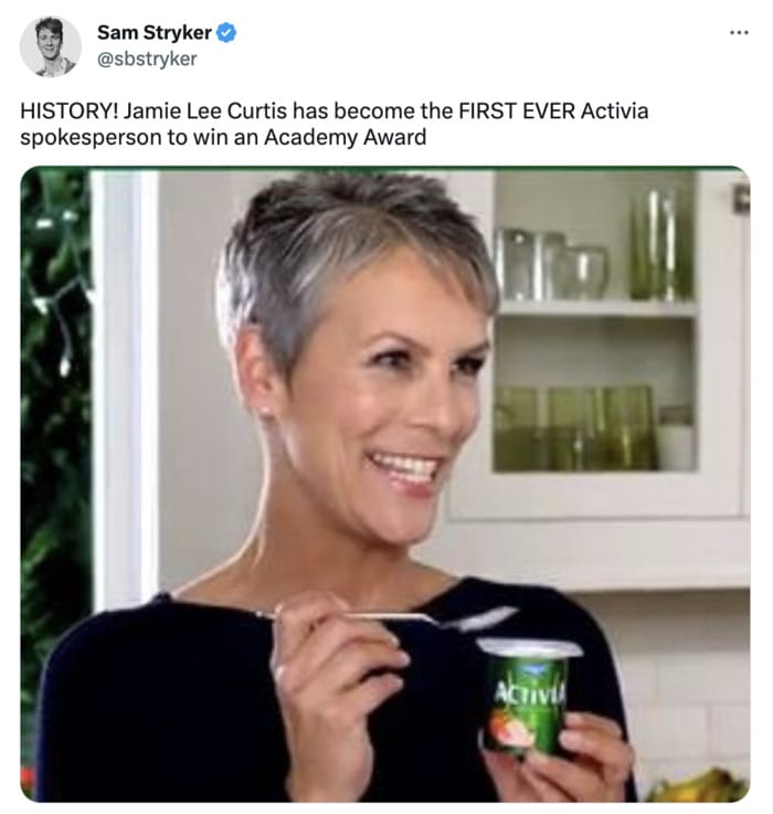 Oscars 2023 Memes and Tweets - Jamie Lee Curtis Activa