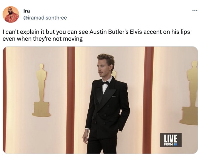 Oscars 2023 Memes and Tweets - Elvis Austin Butler Accent
