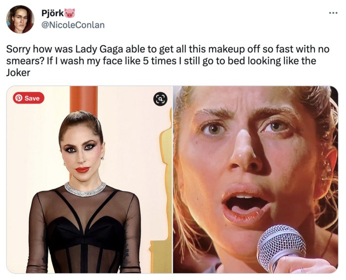 Oscars 2023 Memes and Tweets - Lady Gaga Makeup