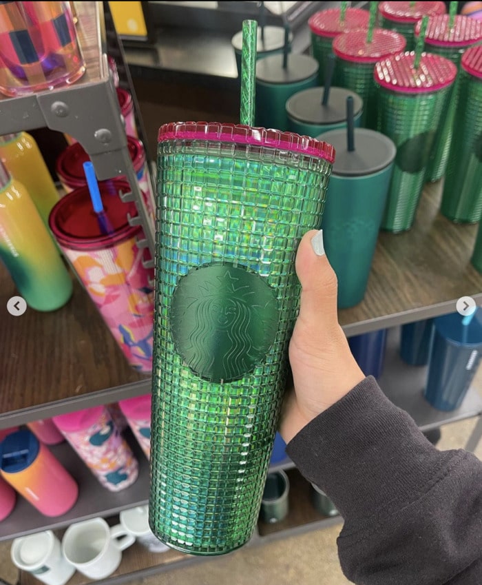 Starbucks Spring Cups Tumblers 2023 - Green and Pink Grid Cup