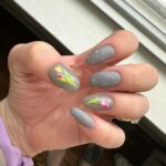 April Nails - gray rain and flowers