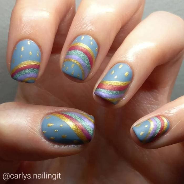 April Nails - rainbows and rain