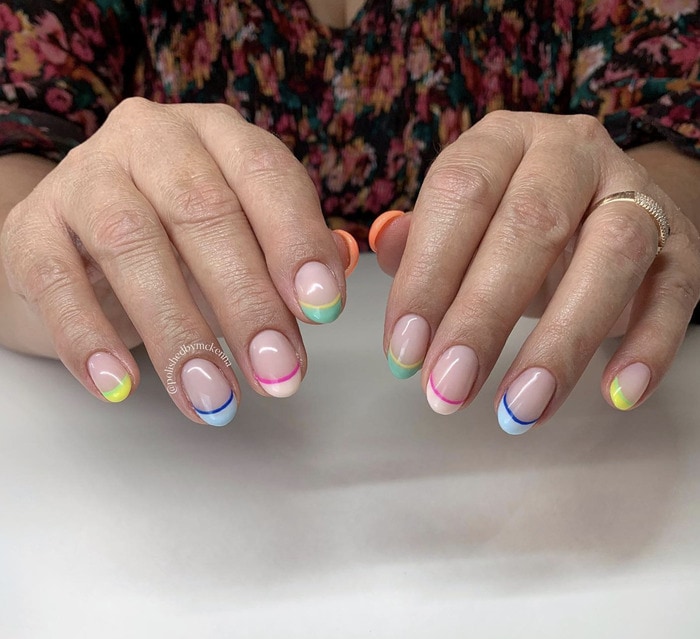 April Nails - pastel skittle french manicure
