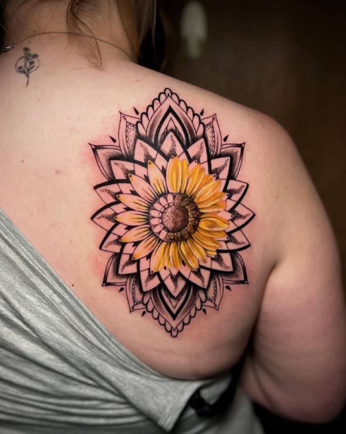 Flower Tattoos - Sunflower Mandala Tattoo