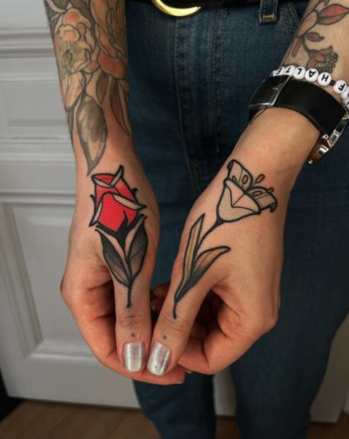 Flower tattoos- Flower tattoos- Hand Flower Tattoo