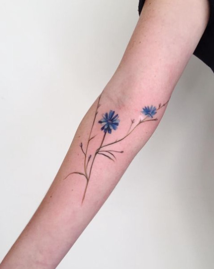 Flower tattoos- Blue Cornflower Tattoo
