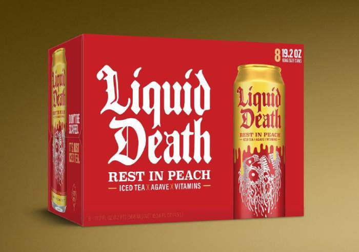 Liquid Death Iced Tea Review - rest in peach