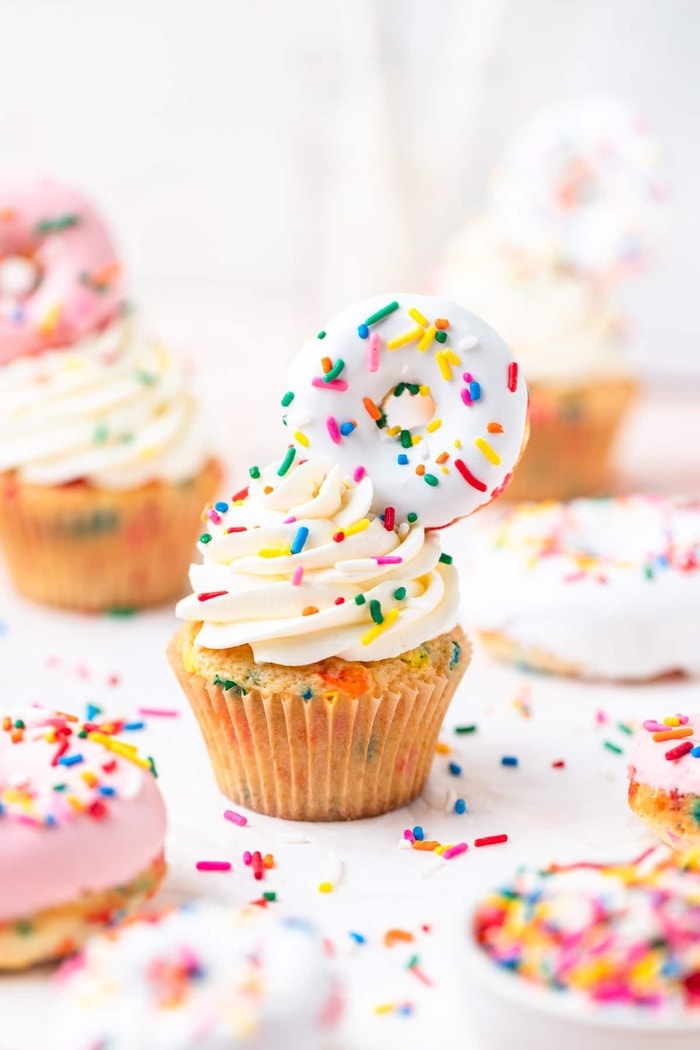 Rainbow desserts- Funfetti Donut Cupcakes