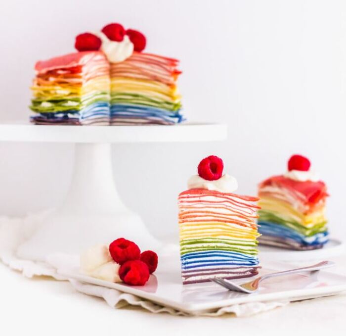 Rainbow desserts- Rainbow Mille Crepe Cake
