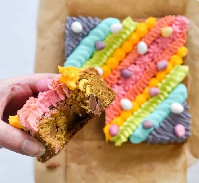 Rainbow desserts- Rainbow Mini Egg Cookie Cake