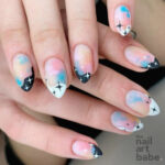 Spring nail deigns- starry rainbow nails