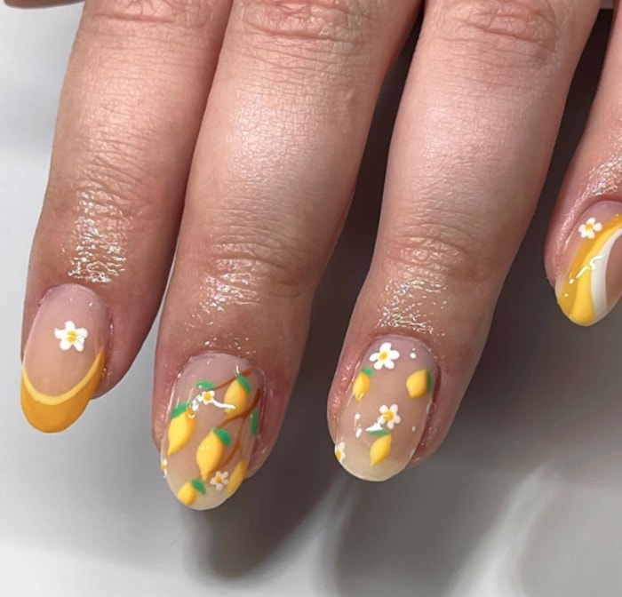 Spring nail designs- lemon nails