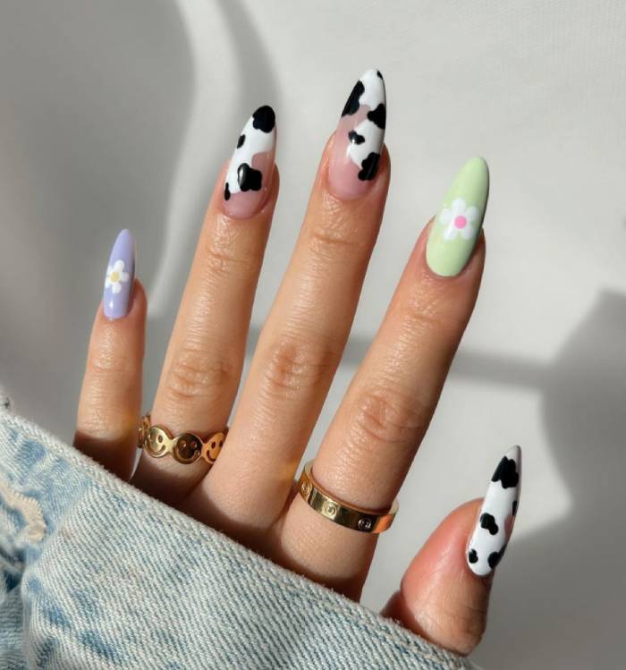 Spring nail designs - cowprint nails