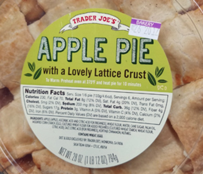 Trader Joes pies- apple pie