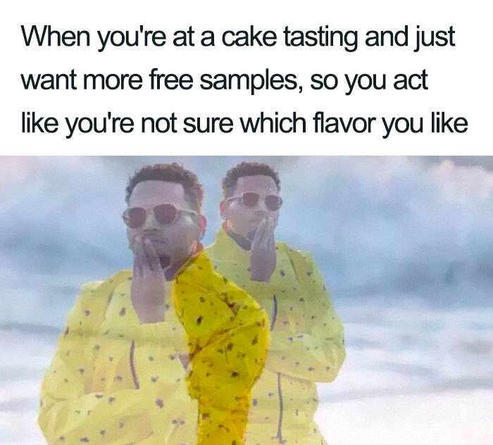 wedding memes - cake tasting