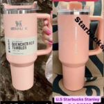 Starbucks Stanley Cups 2023 - pink peach 40 oz Starbucks Stanley Cups 2023 - pink peach 40 oz tumbler with handletumbler