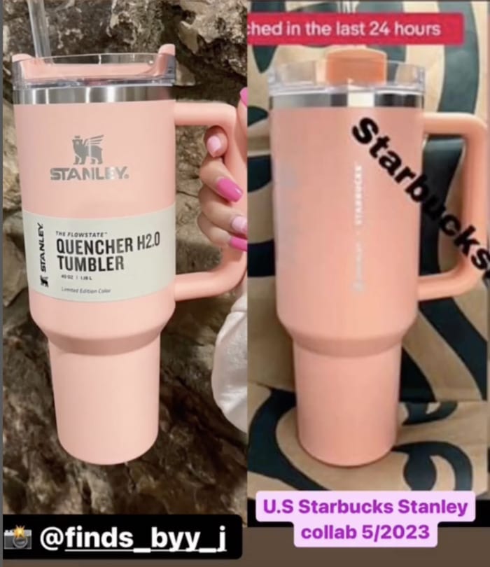 Starbucks Stanley Tumblers 2023 - pink peach 40 oz Starbucks Stanley Cups 2023 - pink peach 40 oz tumbler with handletumbler