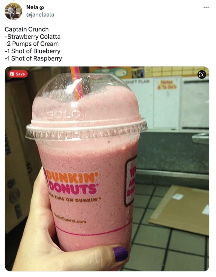 dunkin secret menu drinks - captain crunch coolatta