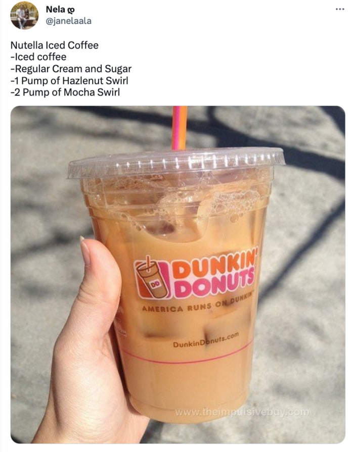 dunkin secret menu drinks - Nutella Iced Coffee