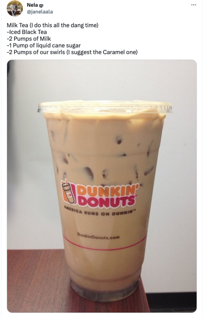 dunkin secret menu drinks - milk tea