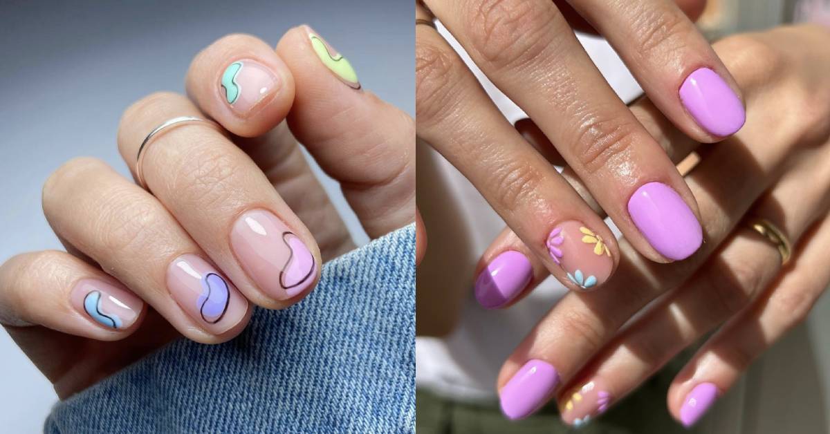 27 Short summer nails 2021 : Lilac French Tip Nails