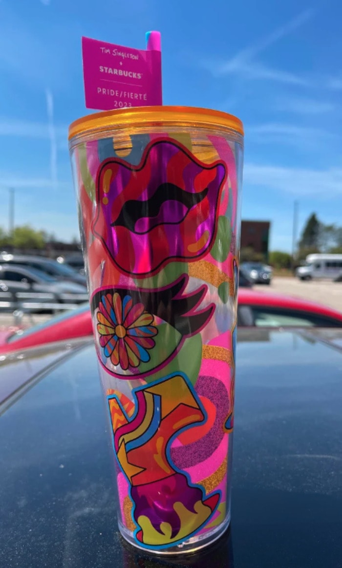 Tim Singleton x Starbucks Pride Cups - Holographic Foil Hot Cold Cup, 24 oz.