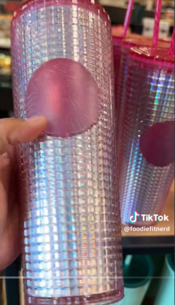 Tim Singleton x Starbucks Pride Cups - Bubblegum Gradient Grid Plastic Cold Cup 24 oz.