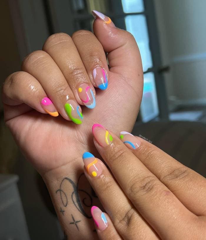 June Nail Design Ideas - rainbow negative space