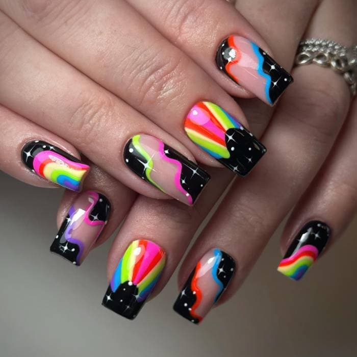 June Nail Design Ideas - rainbow galaxy nails