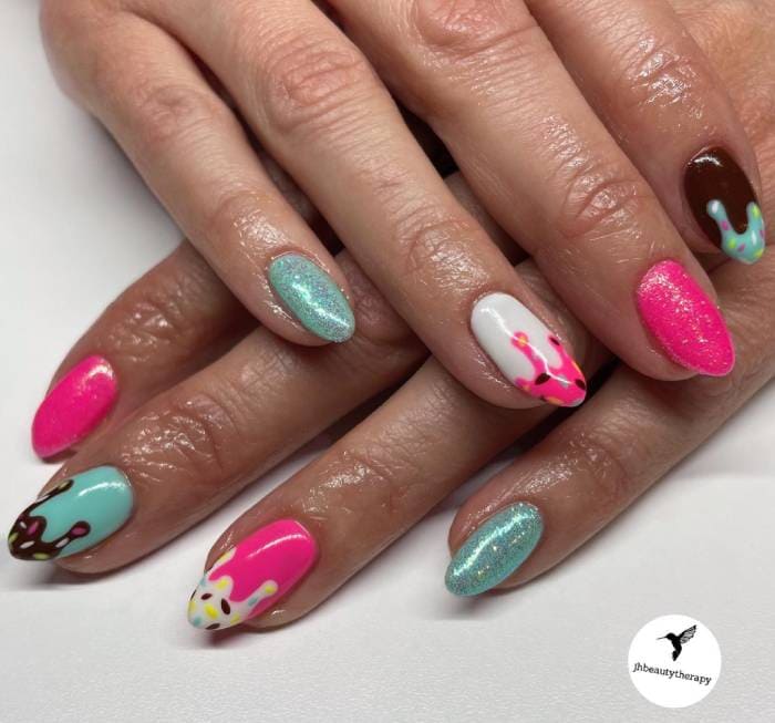 June Nail Design Ideas - melting ice cream