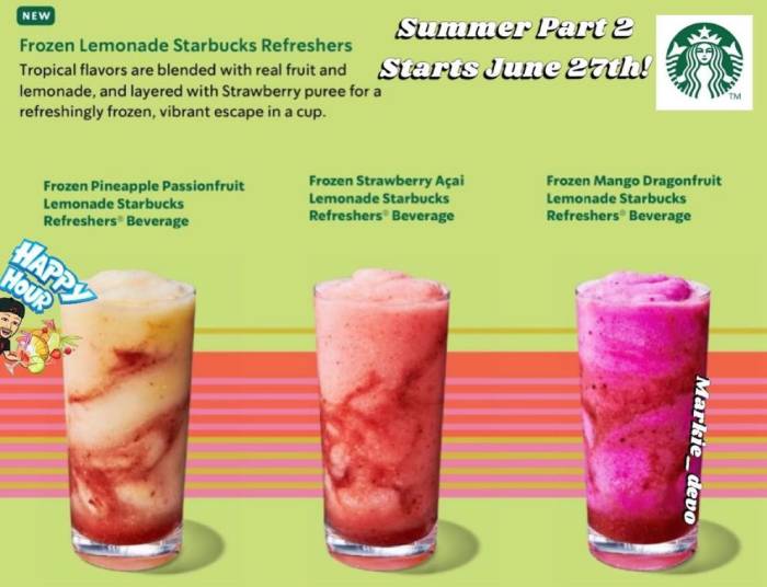 Starbucks Frozen Lemonade Refreshers - three new drinks