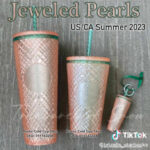Starbucks Summer Cups Tumblers 2023 - Plastic Cold Cup Jeweled Pearl 16oz. and 24oz.
