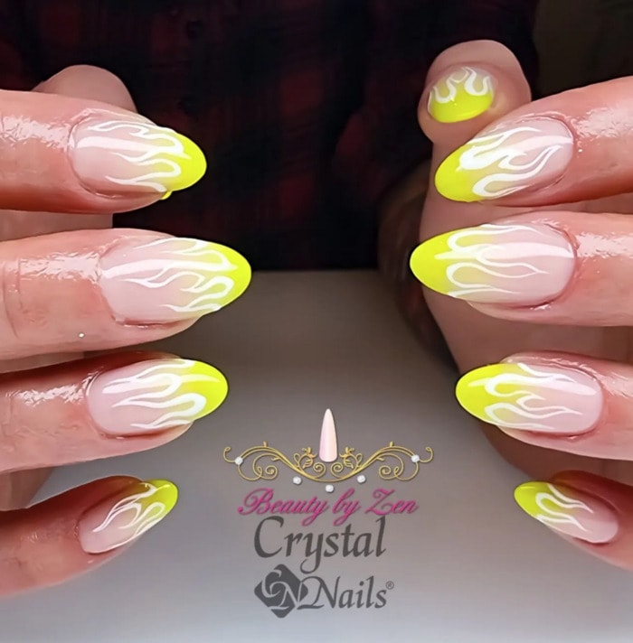 summer nail designs 2023 - ombre neon flames