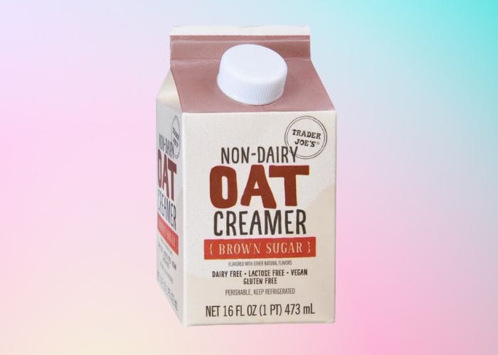 vegan coffee creamers - Trader Joe’s Nondairy Oat Brown Sugar Creamer