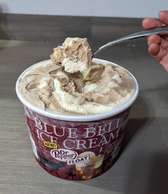 Blue Bell Dr. Pepper Float Ice Cream - scoop of ice cream