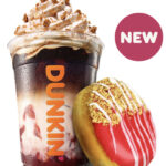 Dunkin' Strawberry Cheesecake Latte - with Donut