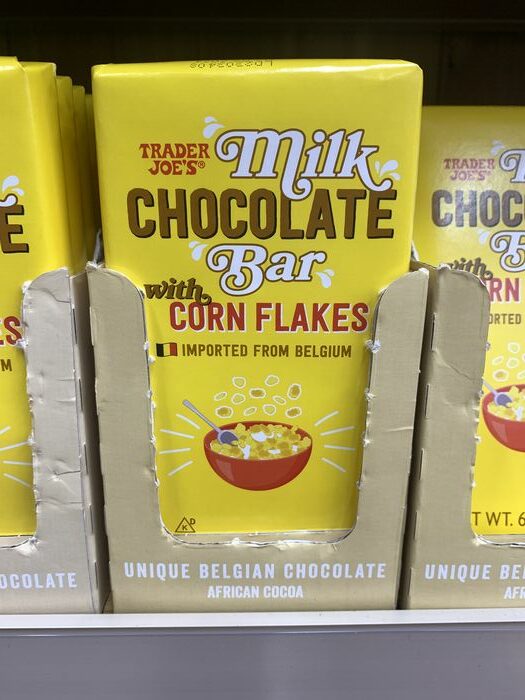 new trader joes products june - milk chocolate bar with corn flakes
