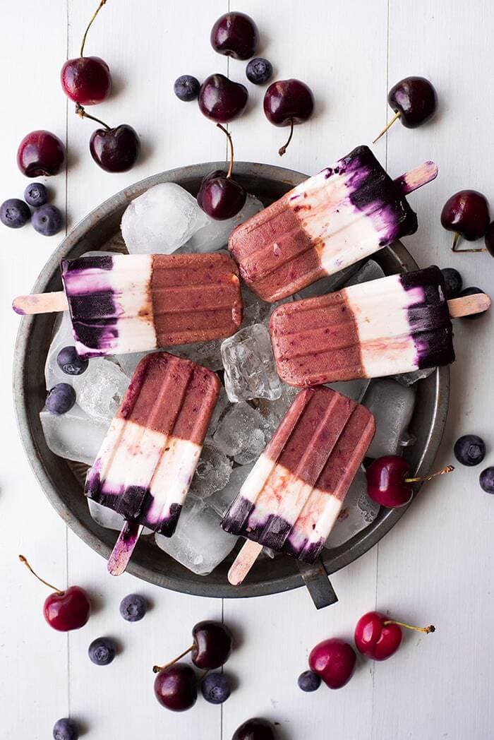 Summer Dessert Recipes - red white and blue popsicles