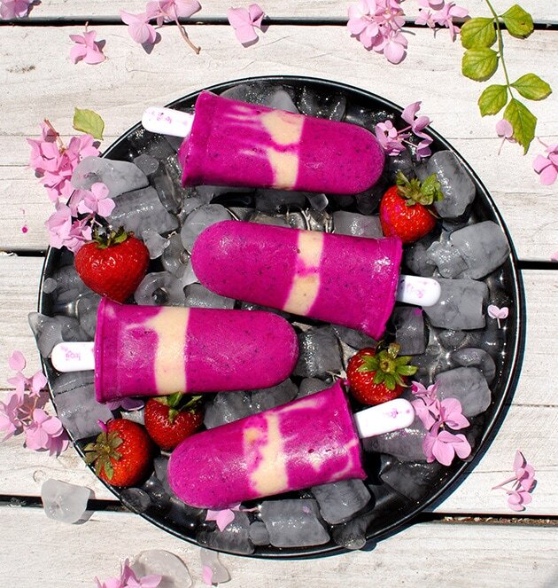 Summer Dessert Recipes - strawberry dragonfruit popsicles