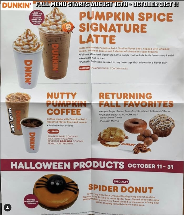 Fall 2025 Dunkin Menu Shani Corabella