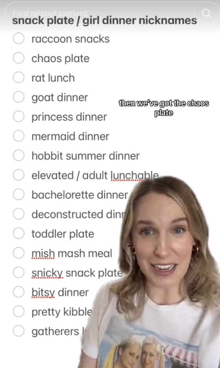 Girl Dinner Trend TikTok - Snack Plate Names